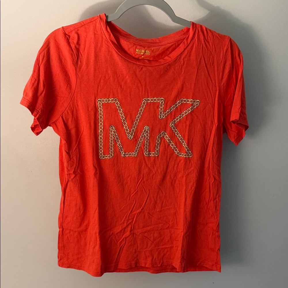 Michael Kors Red Short Sleeve Tee with MK Chain Logo